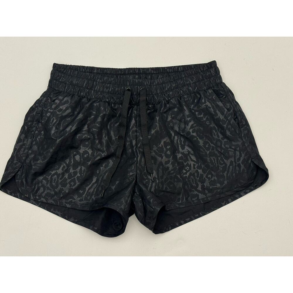 NWT Zyia Active Black Leopard Print Bomber Shorts Liner Women's Small